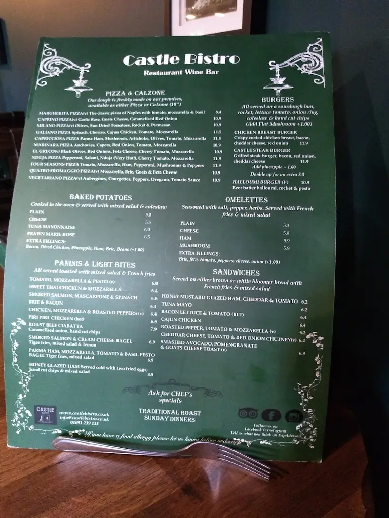 Menu_Castle Bistro, Tearoom & Wine Bar_Gobowen_image_2