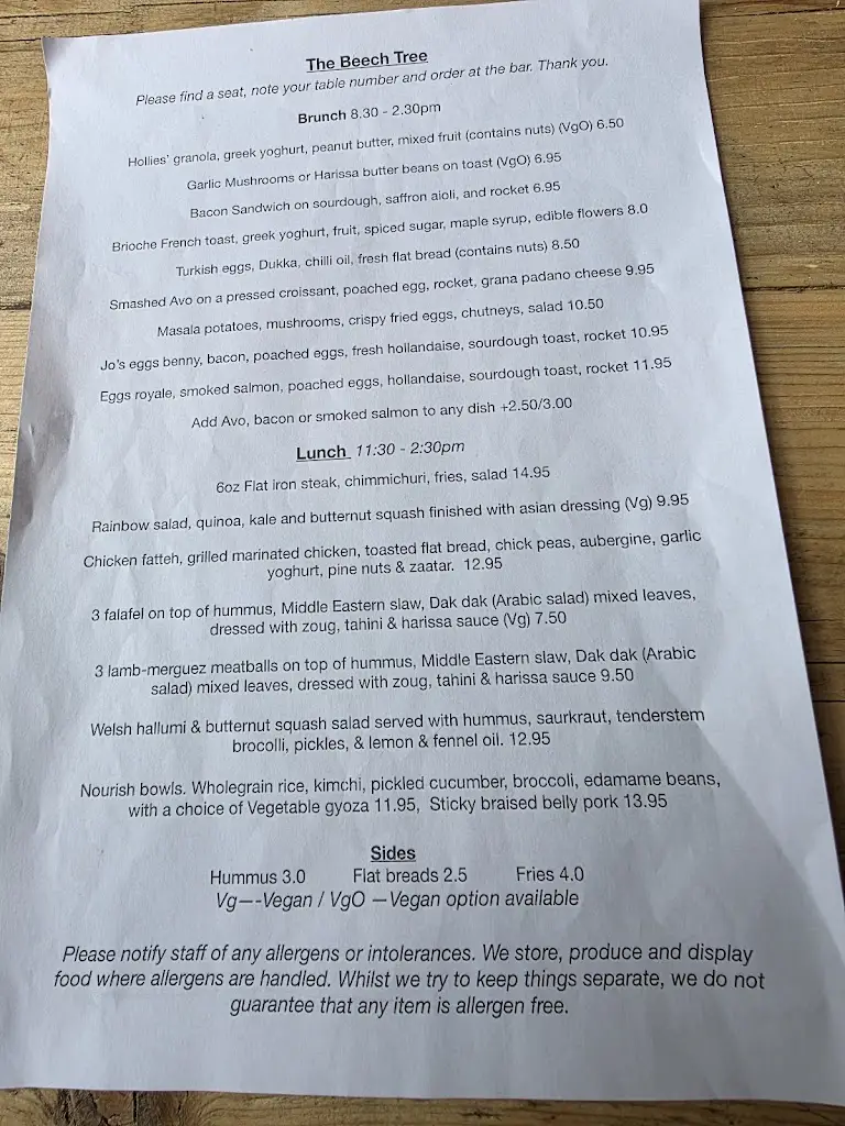 Menu_The Beech Tree_Gobowen_image_1