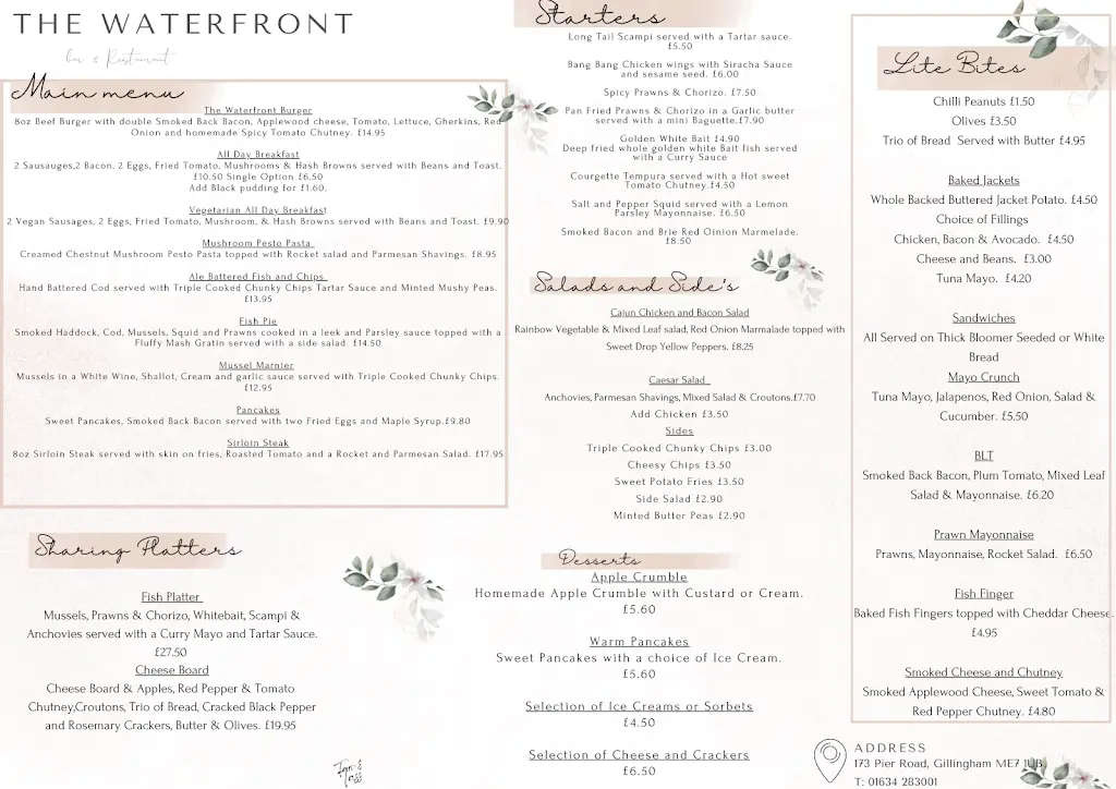 Menu_Waterfront Bar & Restaurant_Gillingham_image_1