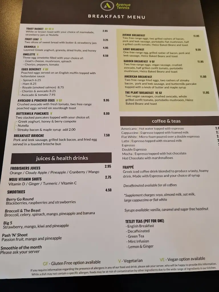 Menu_Avenue Tennis Restaurant_Gillingham_image_1