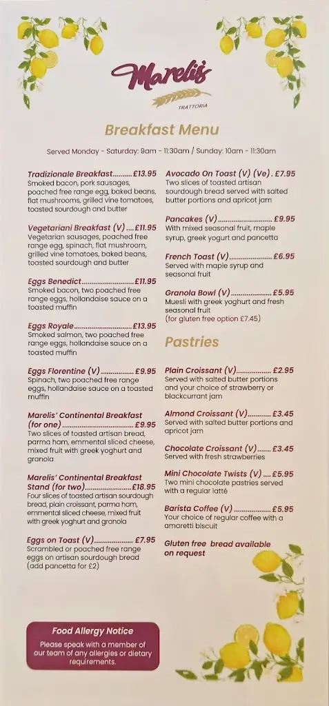 Menu_Marelis Italian Diner_Gillingham_image_3