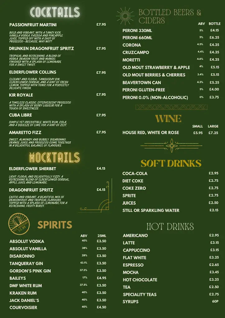 Menu_The Vault Retford_Babworth_image_1