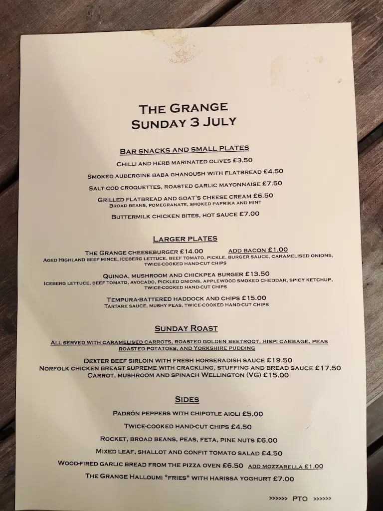Menu_The Grange Pub_Grange Hill_image_1