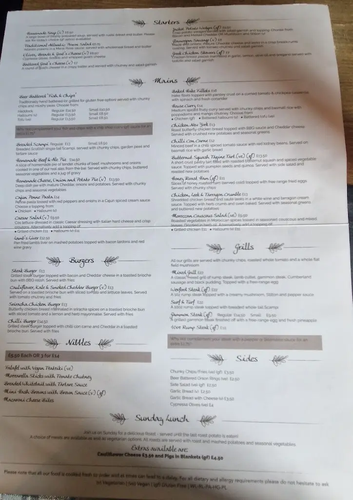 Menu_The Parr Arms_Grappenhall_image_1