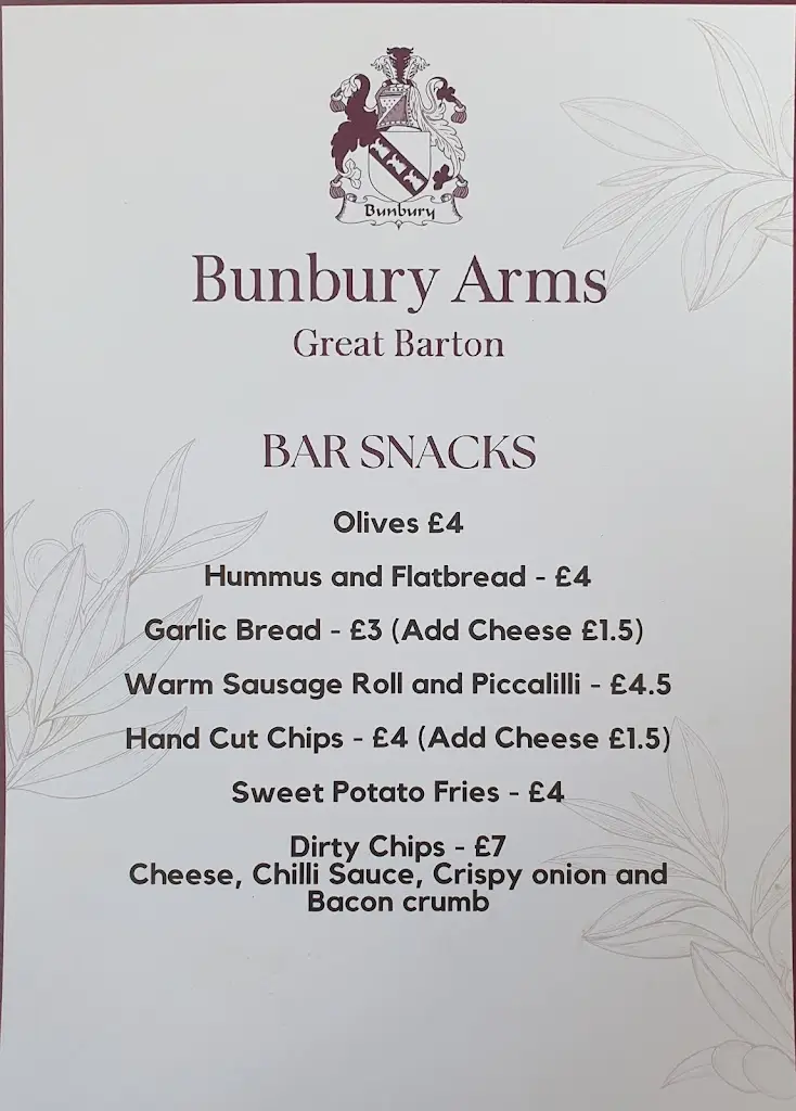 Menu_The Bunbury Arms_Great Barton_immagine_2