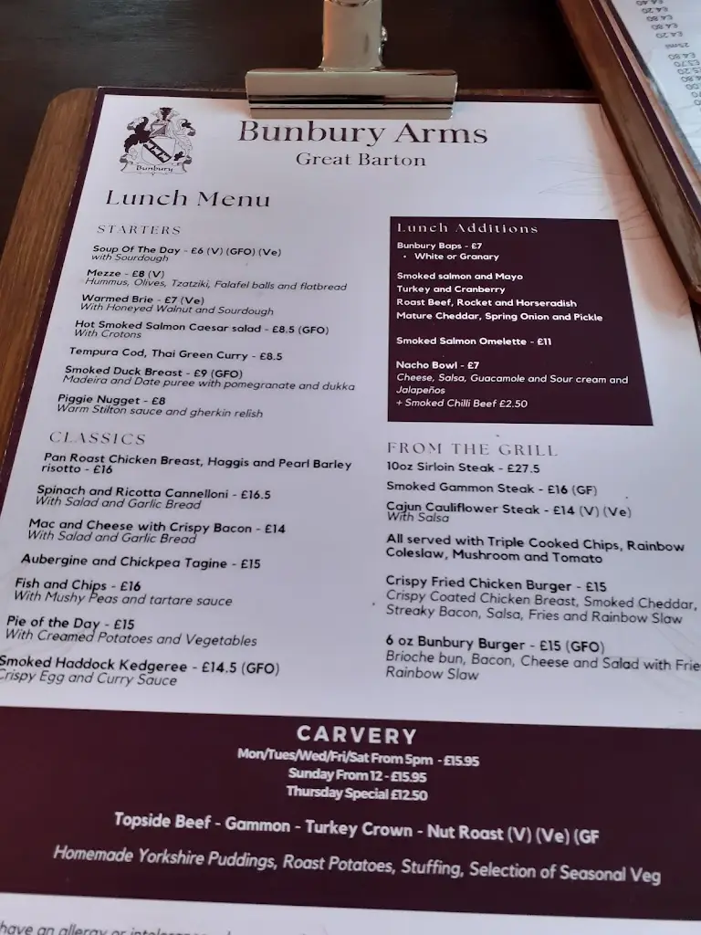 Menu_The Bunbury Arms_Great Barton_immagine_3