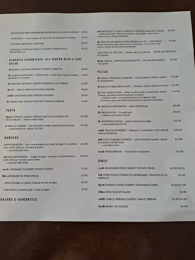 Menu_Arty’s_Gosport_image_1