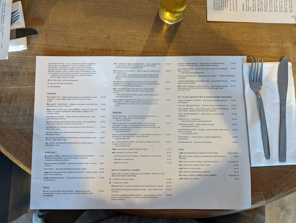 Menu_Arty’s_Gosport_image_4