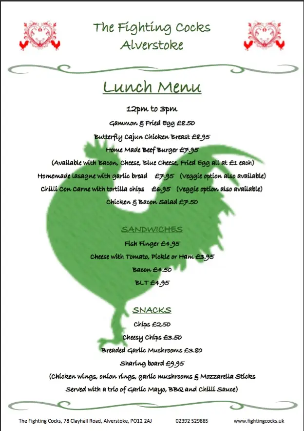 Menu_The Fighting Cocks, Alverstoke_Gosport_image_3