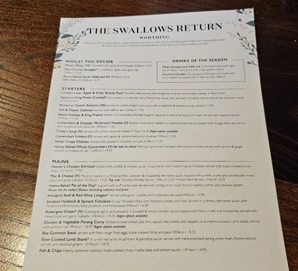Menu_The Swallows Return_Goring-by-Sea_image_1