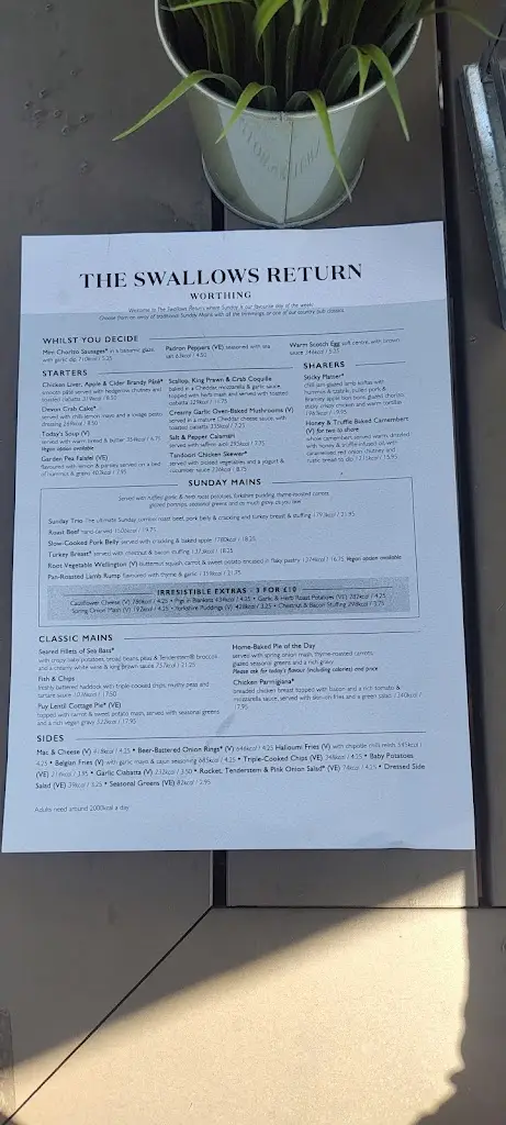 Menu_The Swallows Return_Goring-by-Sea_image_3