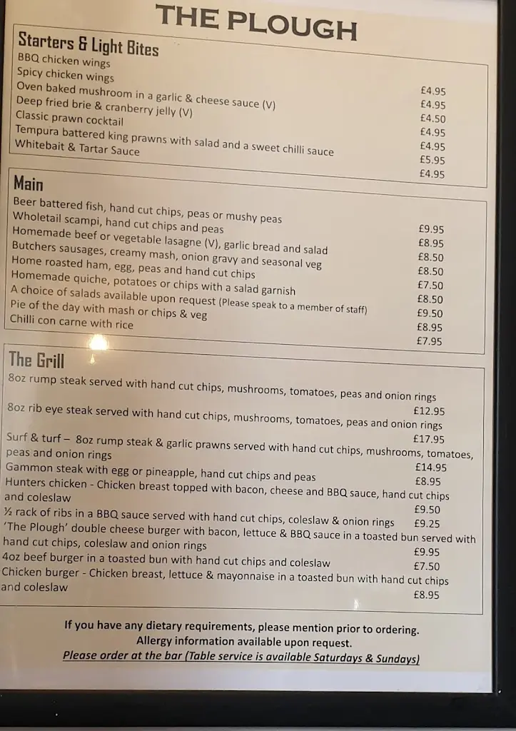 Menu_The Plough_Great Bentley_image_2
