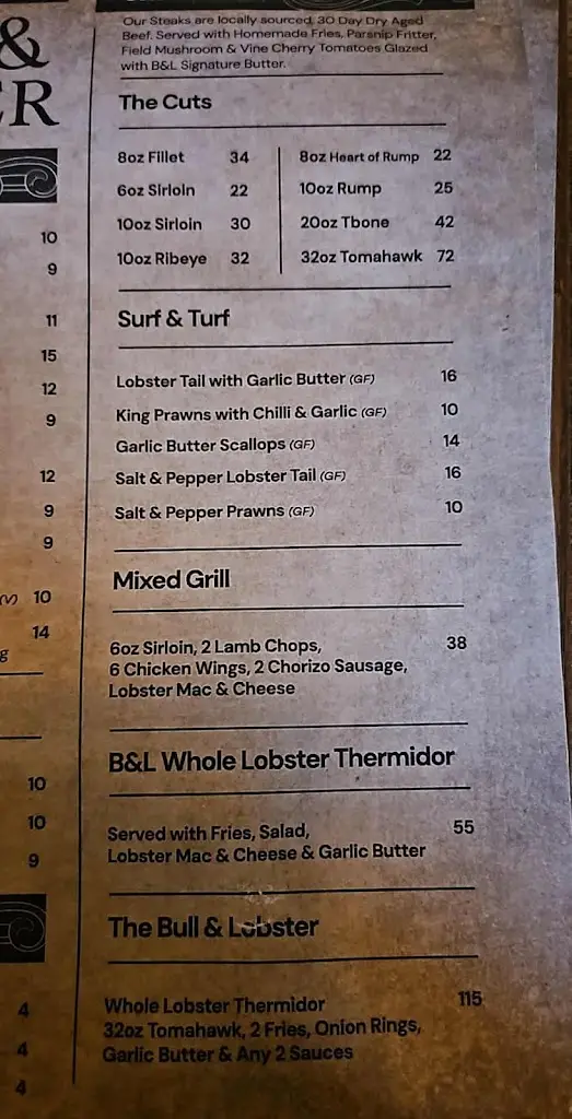 Menü_The Bull & Lobter at the White Hart_Babworth_Bild_2