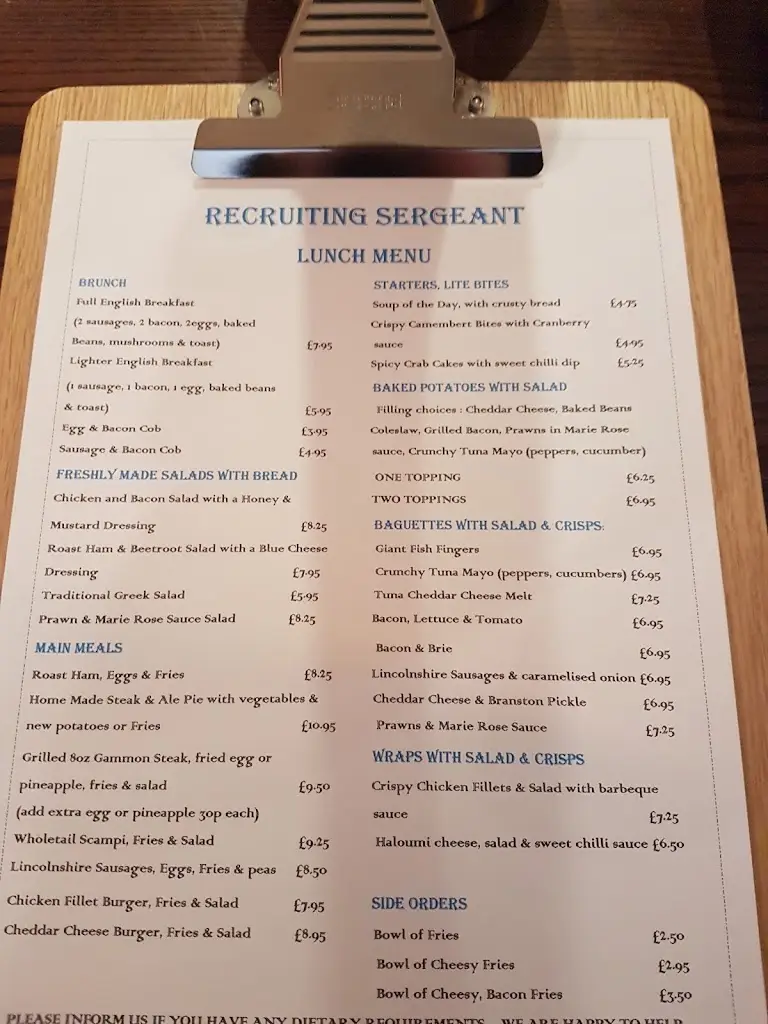 Menu_Recruiting Sergeant, Great Gonerby_Great Gonerby_immagine_1