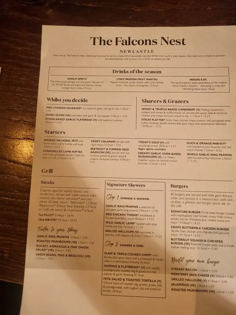 Menu_The Falcon's Nest_Gosforth_image_1
