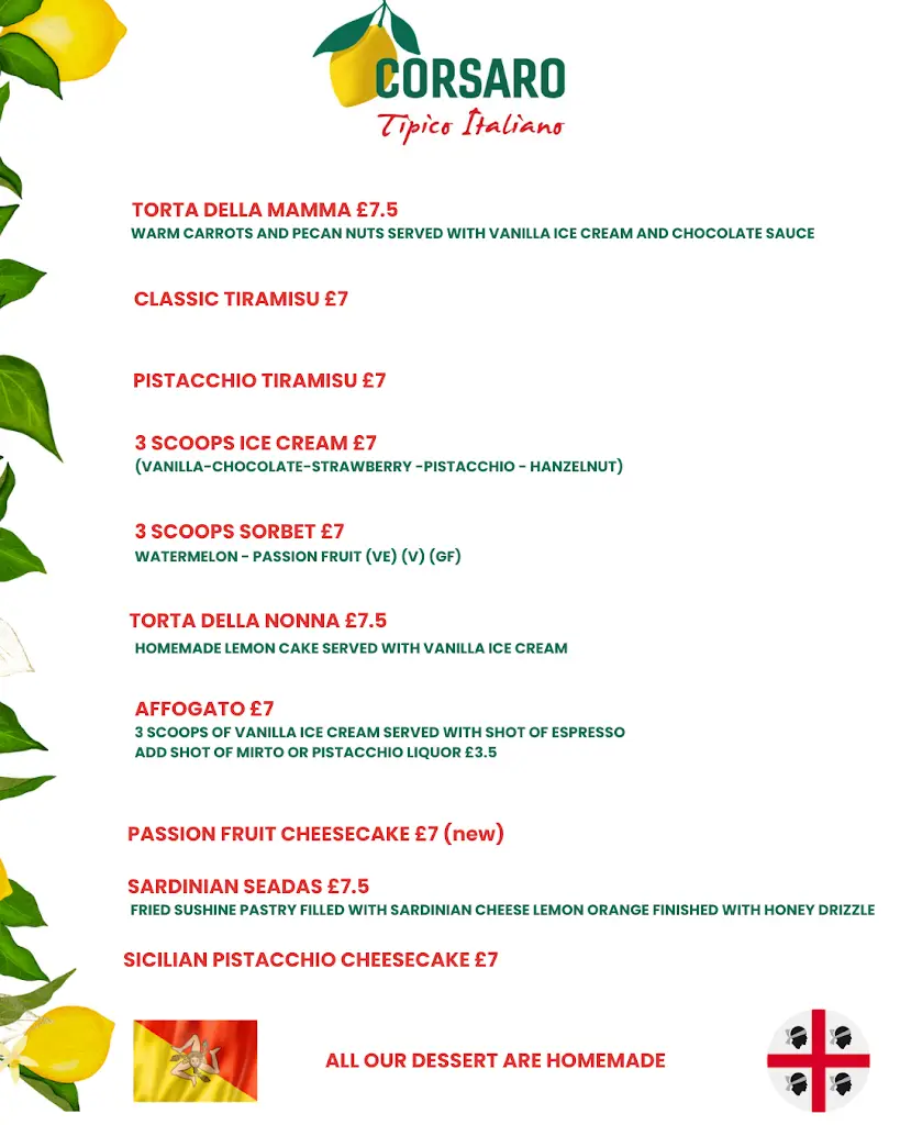 Menu_Corsaro Ristorante Tipico Italiano_Gosforth_image_2