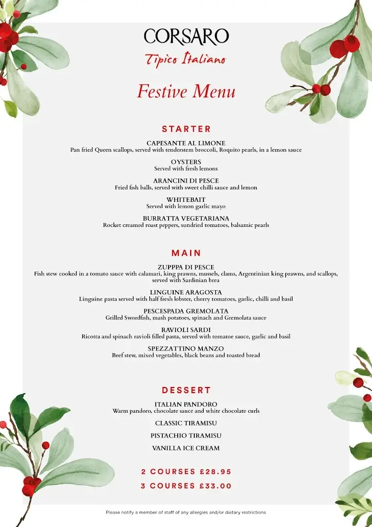 Menu_Corsaro Ristorante Tipico Italiano_Gosforth_image_3