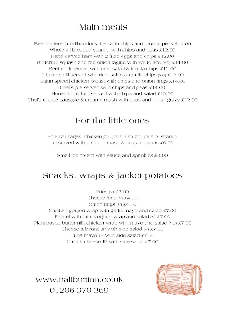 Menu_The Half Butt Inn_Great Horkesley_image_1