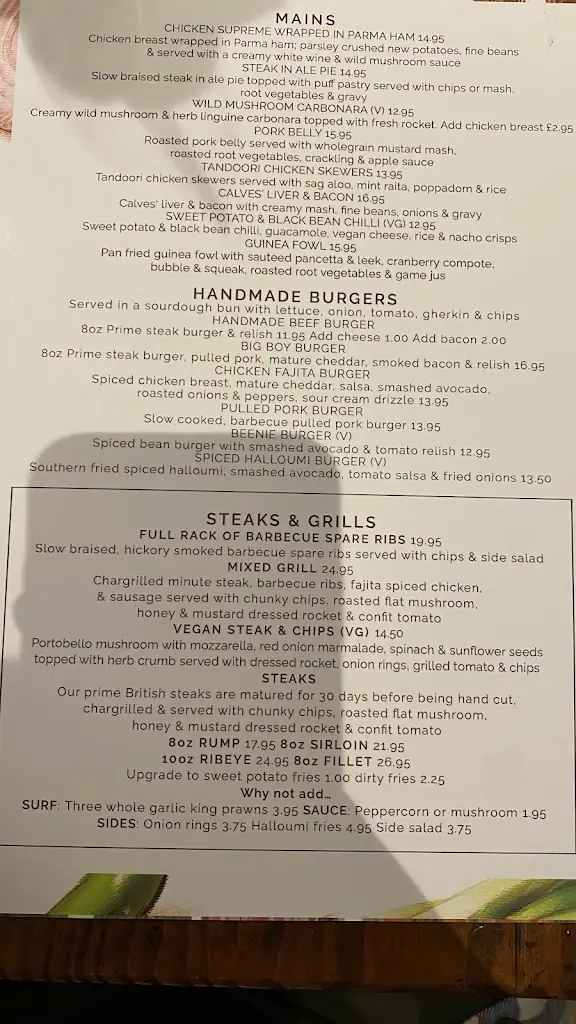 Menu_The Angel & Harp_Great Dunmow_image_1