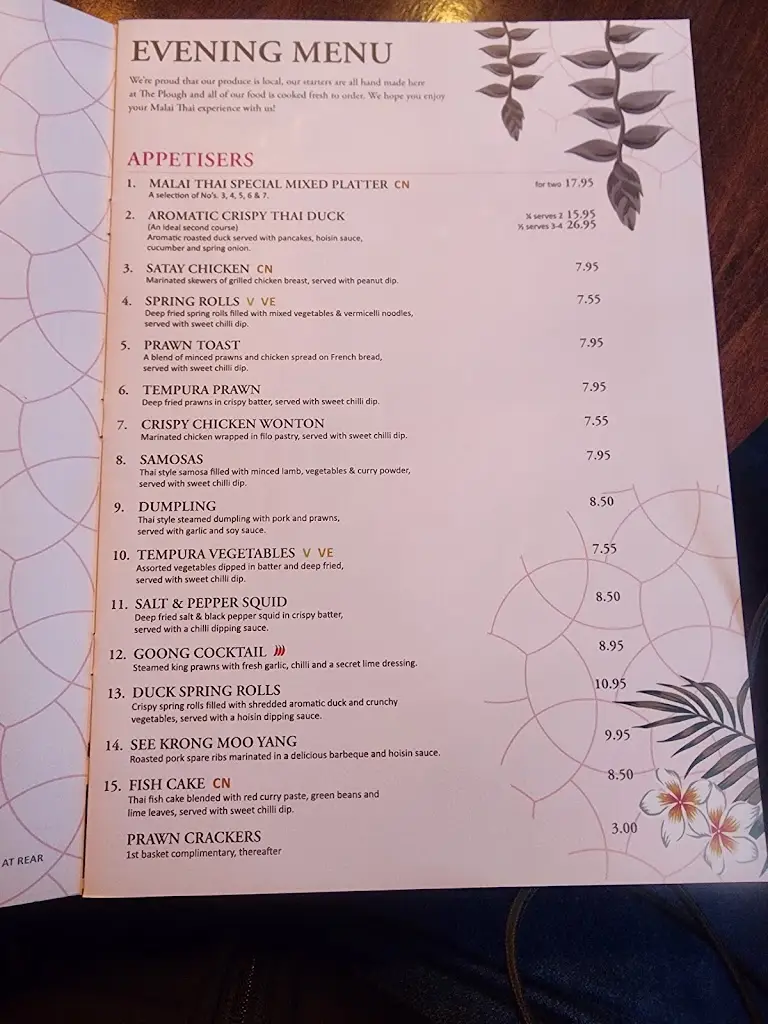 Menu_The Plough Leatherhead_Great Bookham_image_1