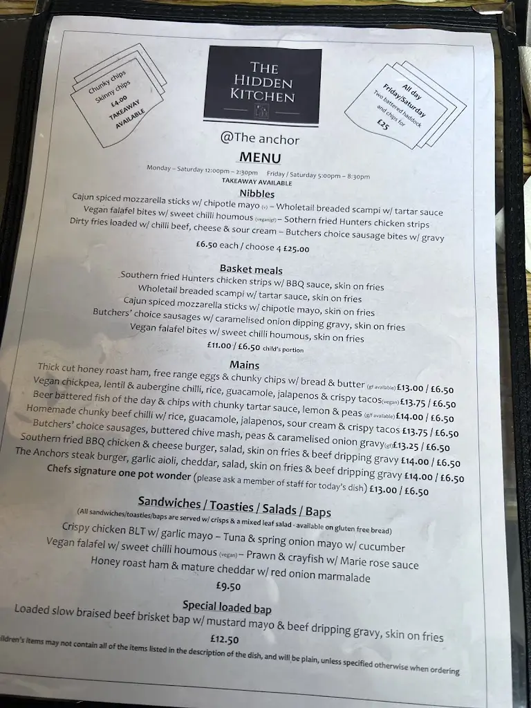 Menu_The Anchor_Great Bookham_immagine_1