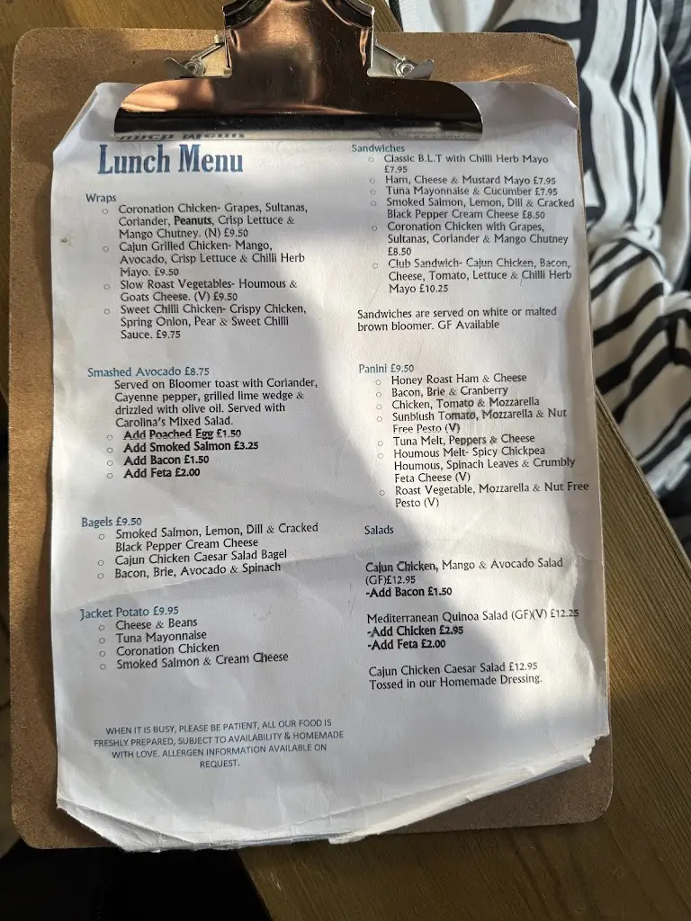 Menu_Carolina’s Coffee Shop_Great Bookham_image_1