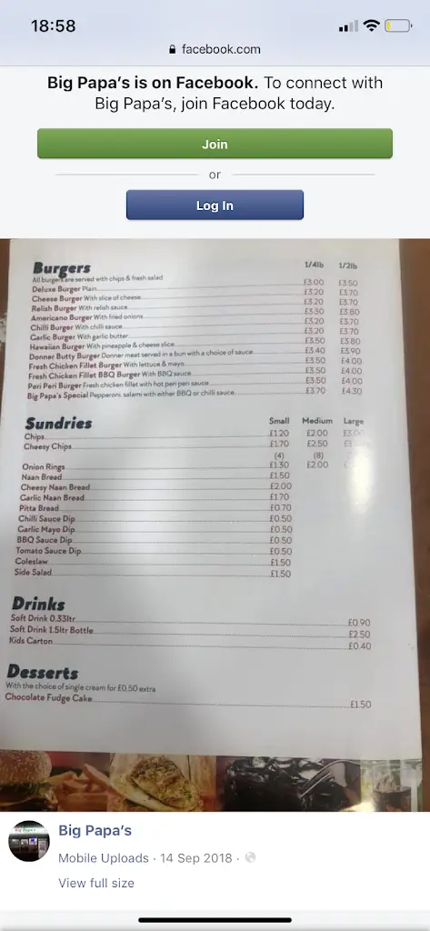 Menu_Rays fast food_Great Houghton_image_1