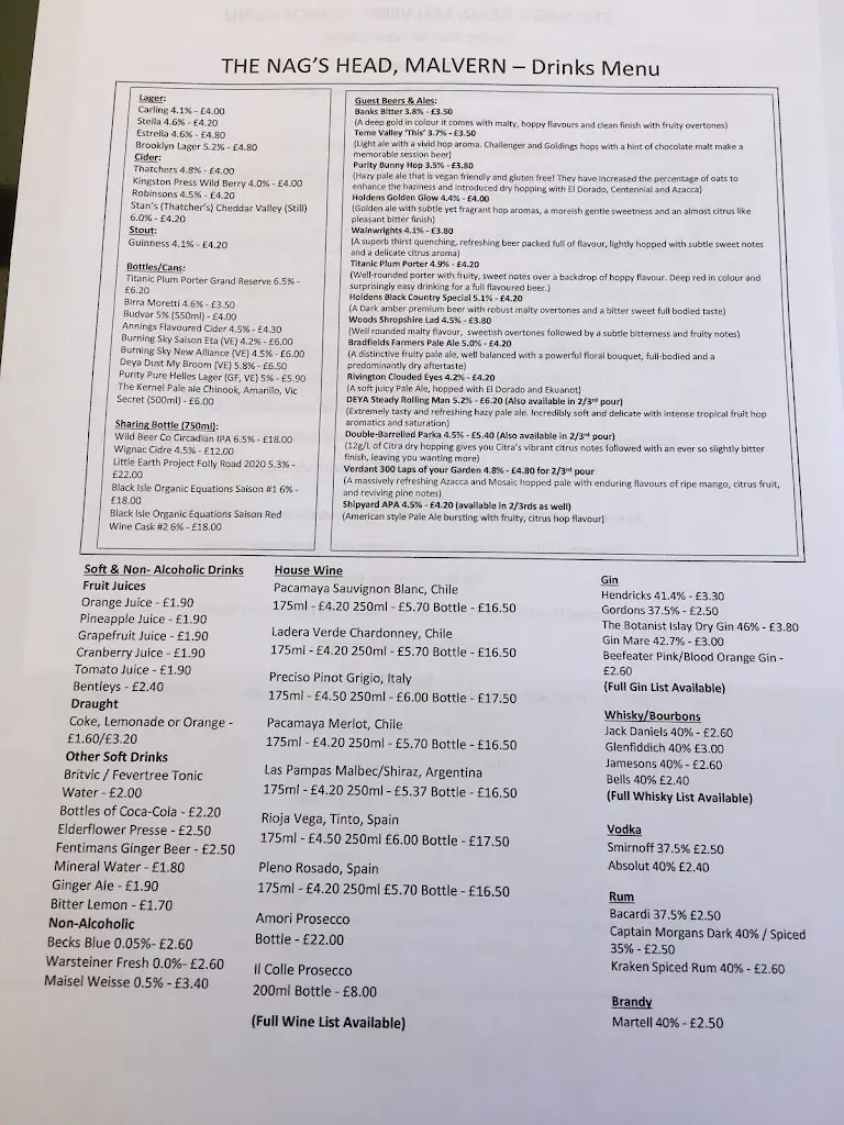Menu_The Nag's Head_Great Malvern_image_3