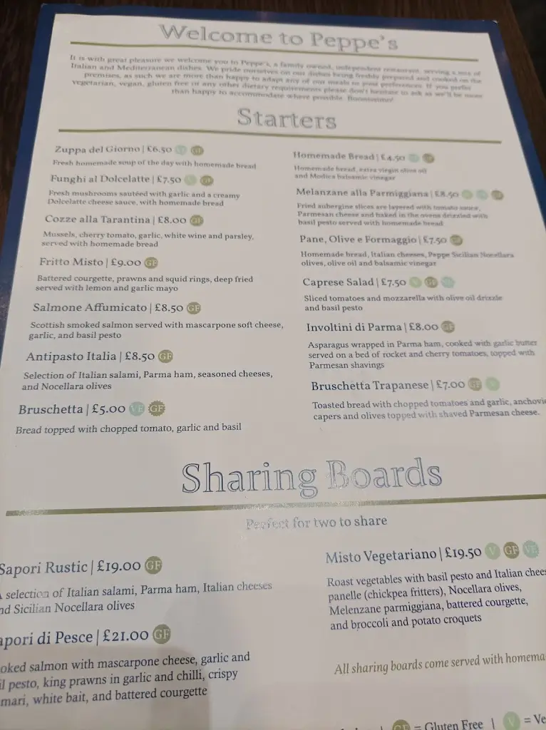 Menu_Peppe's Italian Restaurant_Great Malvern_image_3