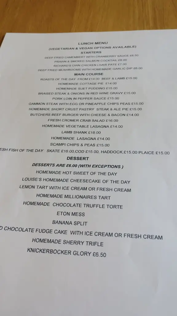 Menu_Filby Bridge Restaurant_Great Yarmouth_immagine_1