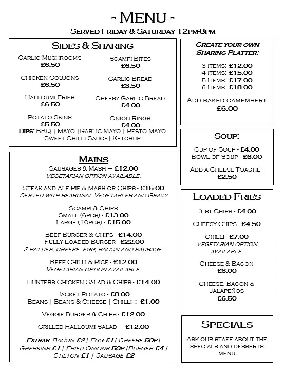 Menu_The Waggon & Horses_Great Yeldham_image_1