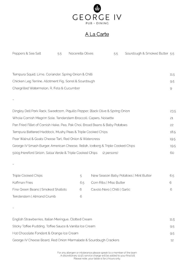 Menu_George IV_Great Amwell_image_3