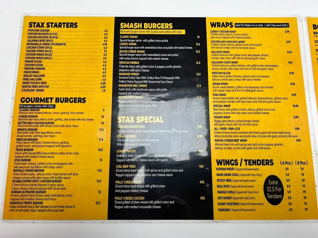 Menu_Stax's House_Great Amwell_image_1