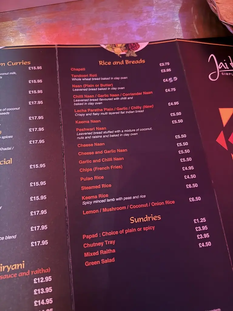 Menu_Jai Ho at the Coppingham Arms_Balcombe_image_4