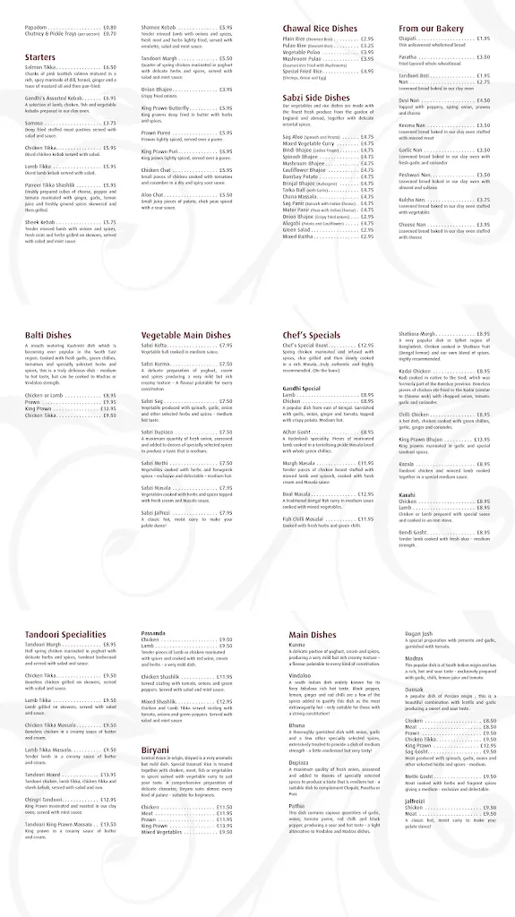 Menu_The Gandhi Indian Restaurant_Gravesend_image_1