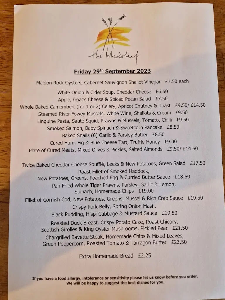 Menu_The Wheatsheaf_Greetham_image_1