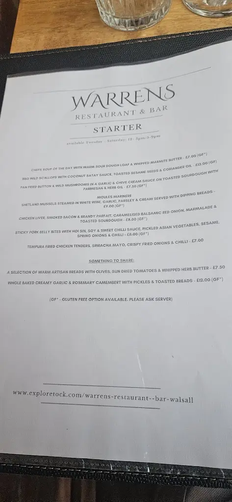 Menu_Warren's Restaurant & Bar_Great Wyrley_image_3