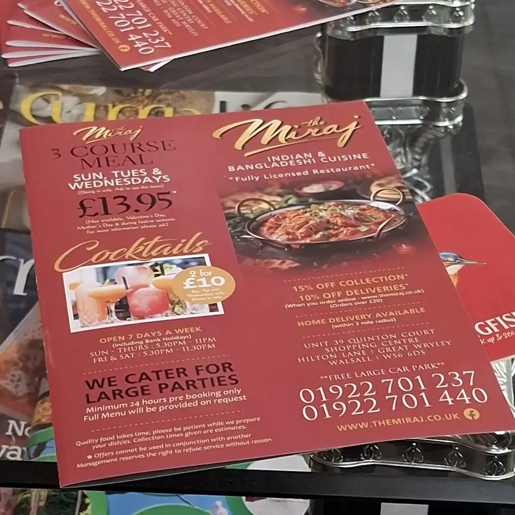 Menu_The Miraj - Bangladeshi & Indian Cuisine_Great Wyrley_immagine_1