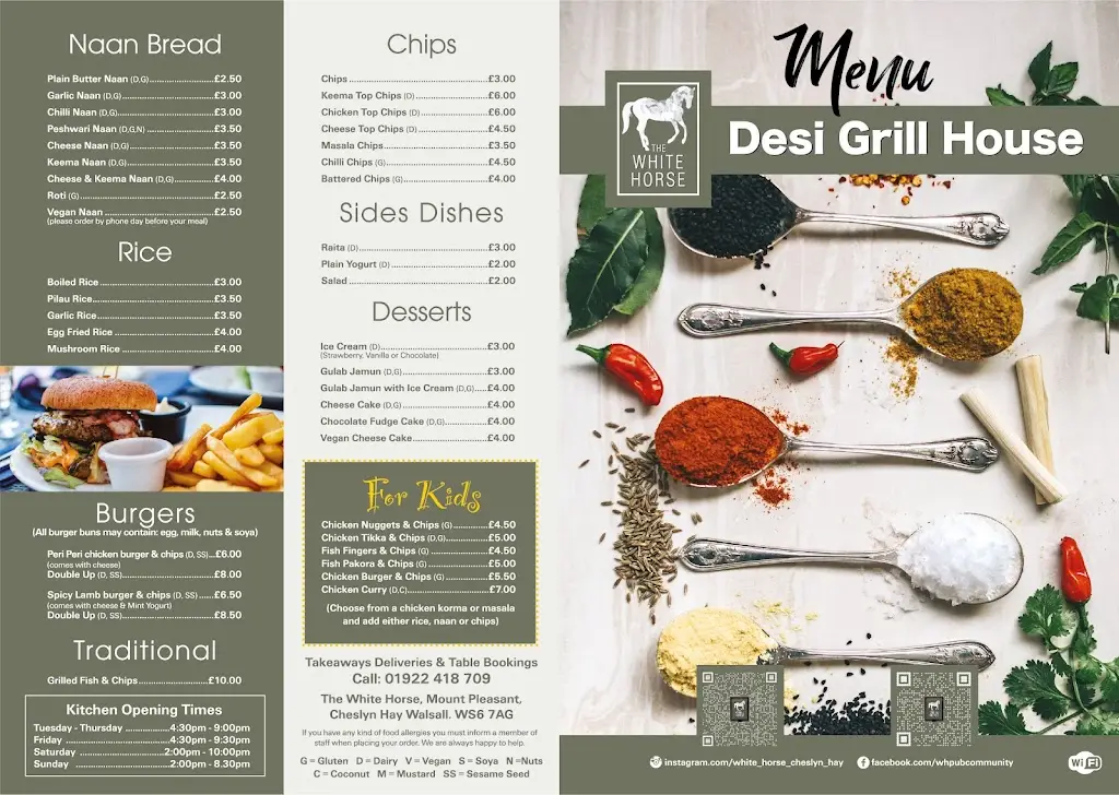 Menu_The White Horse Pub & Desi Grill House_Great Wyrley_image_2