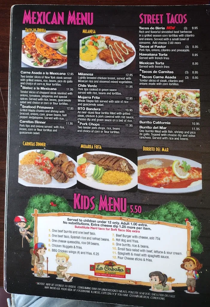Menu_La Cabana_Mt Vernon, GA_image_old_2