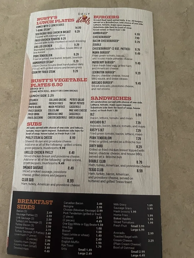 Menu_Rusty Rooster Southern Breakfast_Mt Airy, NC_image_old_2