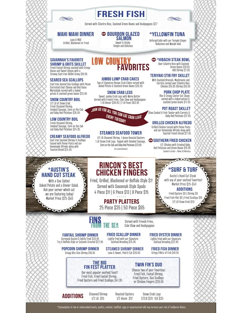 Menu_The Tin Fin Restaurant_Rincon, GA_image_old_3