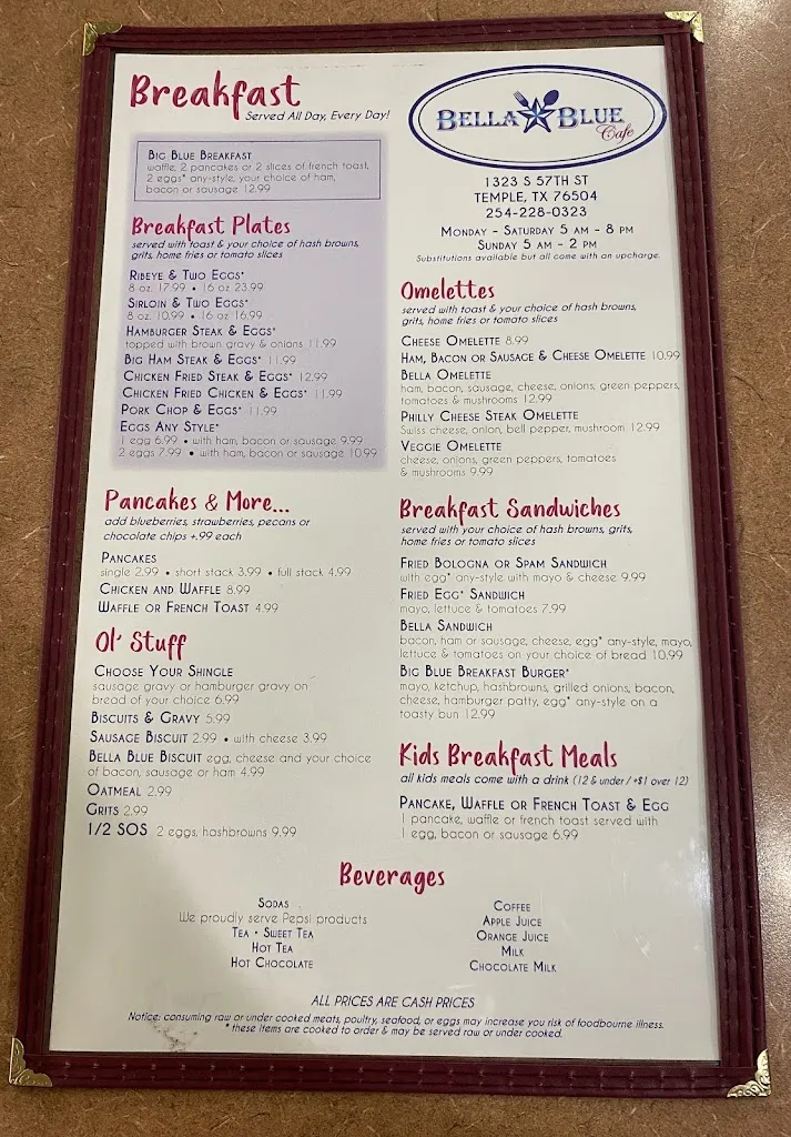 Menu_Bella Blue Cafe_Temple, TX_image_old_3