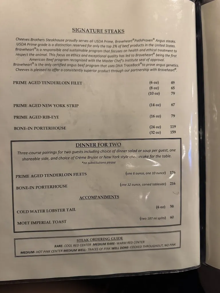 Menu_Cheeves Brothers Steakhouse_Temple, TX_image_old_3