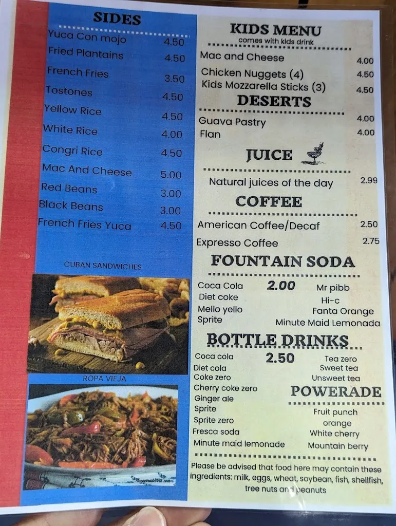 Menu_A Taste of Cuba_Waynesboro, VA_image_old_3