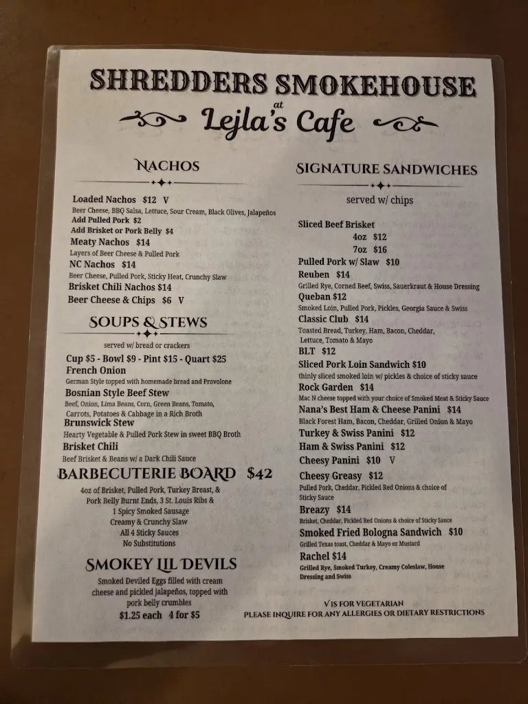 Menu_Shredders Smokehouse_Waynesboro, VA_image_old_2