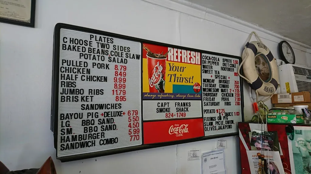 Menu_Captain Frank's Smoke Shack_Bayou La Batre, AL_image_old_1