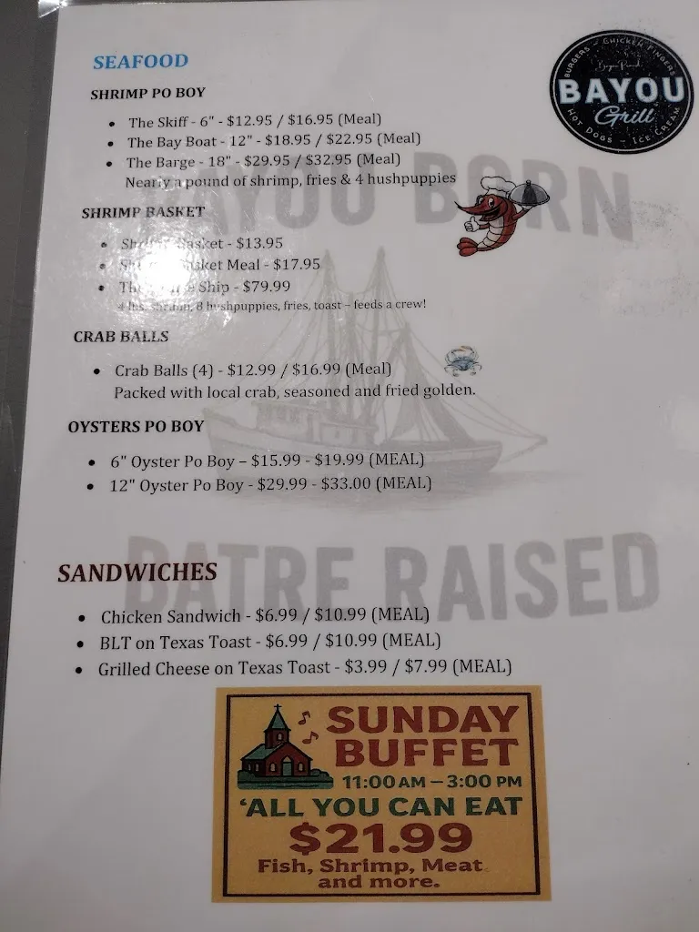 Menu_Bayou Grill - We Love The Bayou_Bayou La Batre, AL_image_old_3