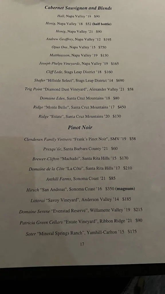 Menu_Bottega_Birmingham, AL_image_old_2