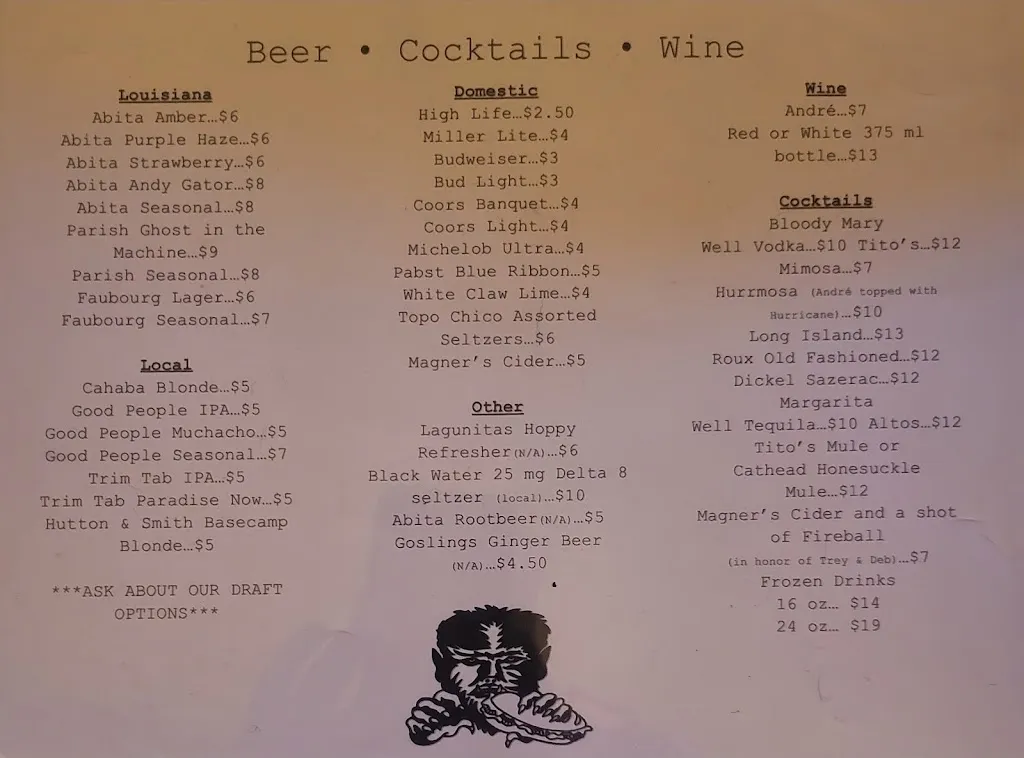 Menu_The Rougaroux_Birmingham, AL_image_old_2